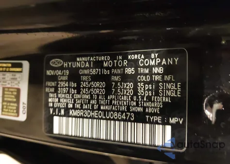 2020 Hyundai Palisade Sel from USA, damaged, VIN KM8R3DHE0LU086473